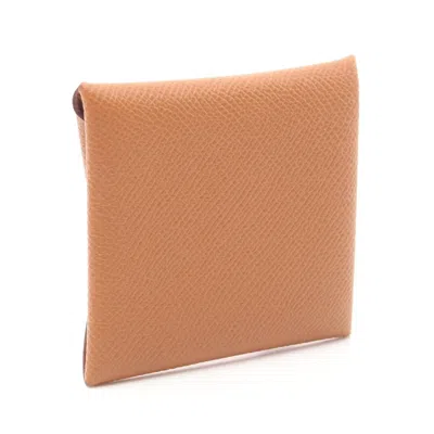 Pre-owned Hermes Bastia Brown Epsom Leather Coin Purse/coin Case ()