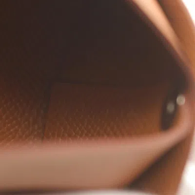 Pre-owned Hermes Bastia Brown Epsom Leather Coin Purse/coin Case ()