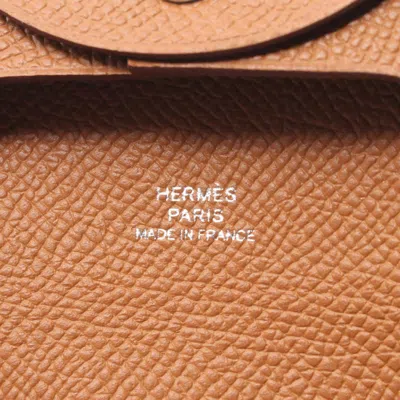 Pre-owned Hermes Bastia Brown Epsom Leather Coin Purse/coin Case ()