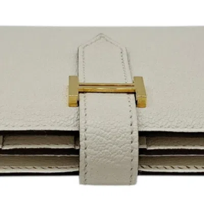 Pre-owned Hermes Bearn Gold Chevre Leather Long Wallet (bi-fold) ()