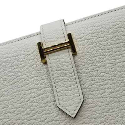 Pre-owned Hermes Bearn Gold Chevre Leather Long Wallet (bi-fold) ()