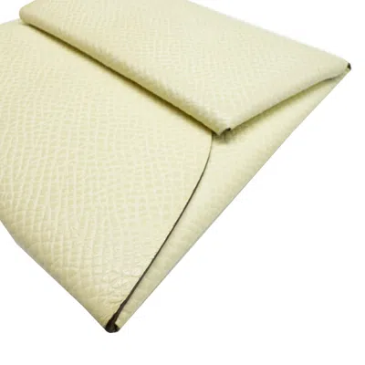 Pre-owned Hermes Bicolor Ivory White Epsom Leather Coin Purse/coin Case () In Bicolor, Ivory, White