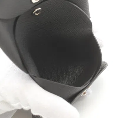 Pre-owned Hermes Black Epsom Leather Coin Purse/coin Case ()