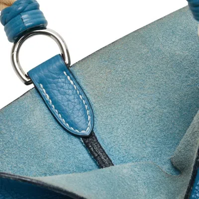 Pre-owned Hermes Blue Jean Light Blue Taurillon Clemence Leather Handbag () In Blue Jean, Light Blue