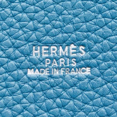 Pre-owned Hermes Blue Jean Light Blue Taurillon Clemence Leather Handbag () In Blue Jean, Light Blue