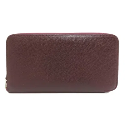 Pre-owned Hermes Bordeaux Epsom Leather Long Wallet (bi-fold) ()