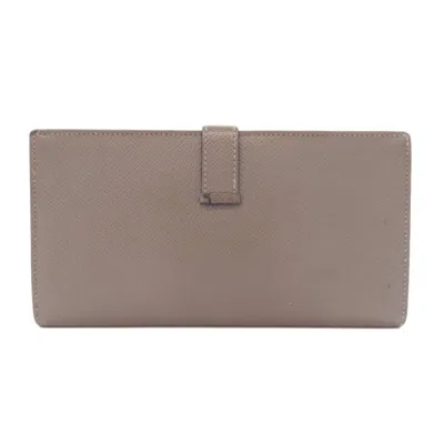 Pre-owned Hermes Etain Epsom Leather Long Wallet (bi-fold) ()