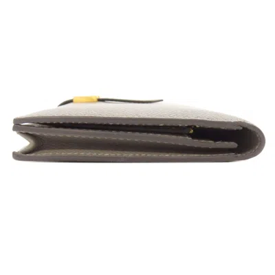 Pre-owned Hermes Etain Epsom Leather Long Wallet (bi-fold) ()