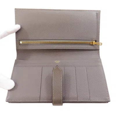 Pre-owned Hermes Etain Epsom Leather Long Wallet (bi-fold) ()