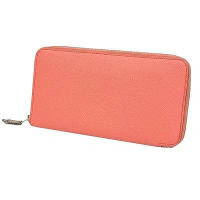 Pre-owned Hermes Salmon Pink Epsom Leather Long Wallet (bi-fold) ()