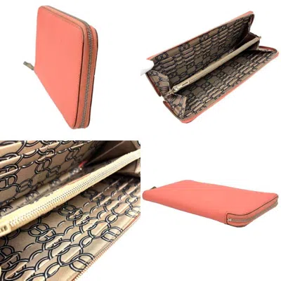 Pre-owned Hermes Salmon Pink Epsom Leather Long Wallet (bi-fold) ()