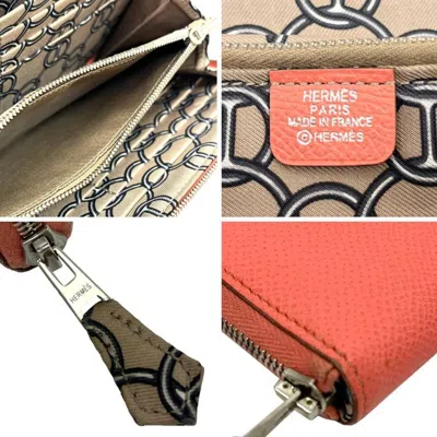 Pre-owned Hermes Salmon Pink Epsom Leather Long Wallet (bi-fold) ()