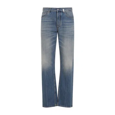 Alexander Mcqueen Mcqueen Skull Straight Leg Jeans In Blue Washed
