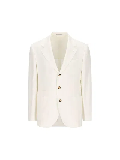 Brunello Cucinelli Deconstructed Single-breasted Jacket Patch Pockets In White