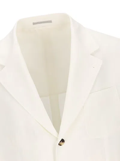 Brunello Cucinelli Deconstructed Single-breasted Jacket Patch Pockets In White