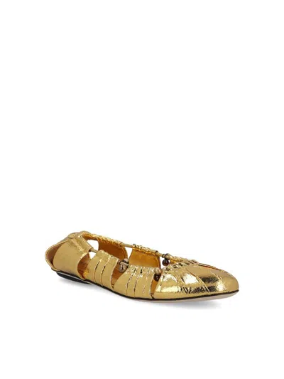 Chloé Metallic Gold Ballerina In Brown