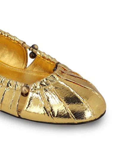 Chloé Metallic Gold Ballerina In Brown