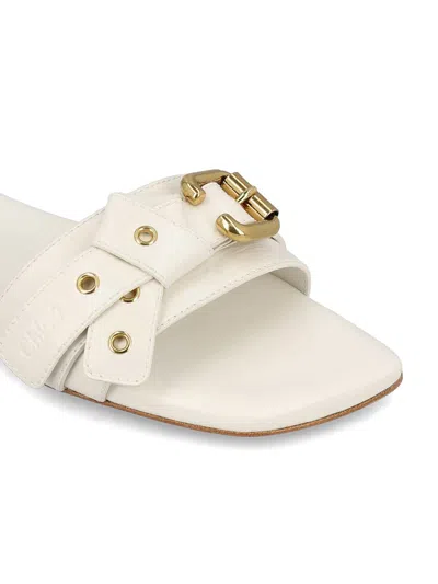 Chloé Marcie Sandals In Leather In Eggshell