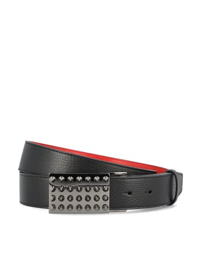 Christian Louboutin Funky Studs Belt In Black/gun Metal