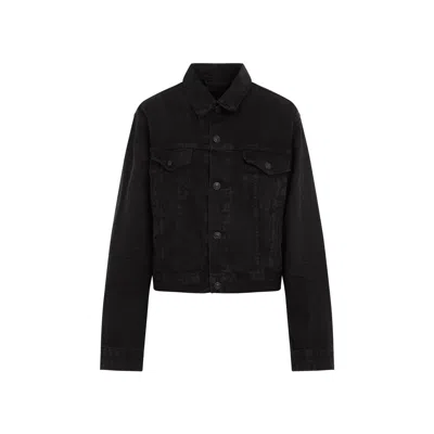 Balenciaga Denim Jacket With Chest And Lateral Pockets In Black