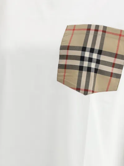 Burberry Women White Jersey Checked Twill-trimmed Cotton-jersey T-shirt Tee Shirt In White