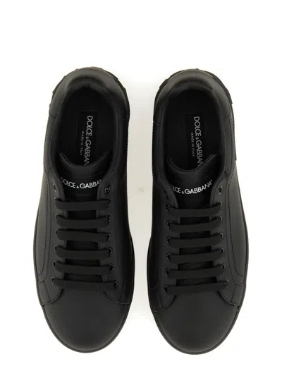 Dolce & Gabbana Portofino Leather Sneakers In White