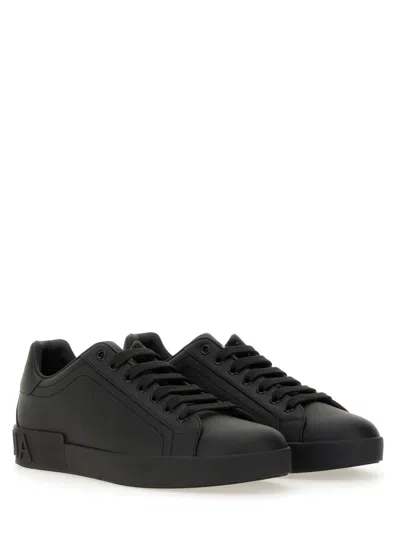 Dolce & Gabbana Portofino Leather Sneakers In White