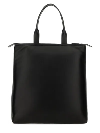 Dolce & Gabbana Logo Printed Zipped Tote Bag In Black