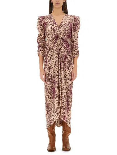 Isabel Marant Midikleid Albini Aus Einem Seidengemisch In Multicolor