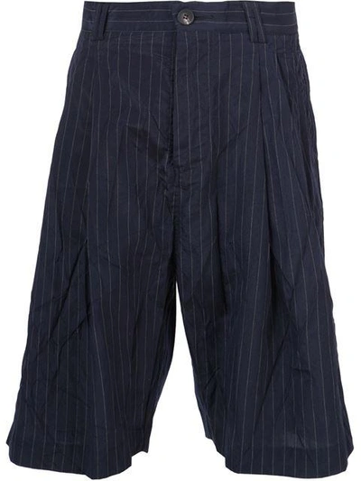 Shop Song For The Mute Pinstriped Bermuda Shorts - Blue