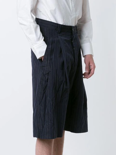 Shop Song For The Mute Pinstriped Bermuda Shorts - Blue