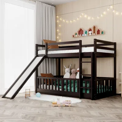Streamdale Furniture Streamdale Twin Over Twin Bunk Bed With Slide And Ladder