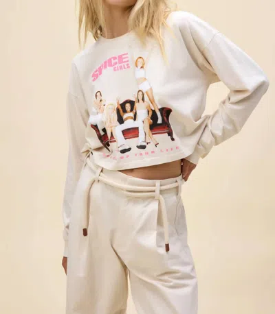 Daydreamer Spice Girls Spice Up Your Life Crop Merch Long Sleeve In Dirty White In Multi