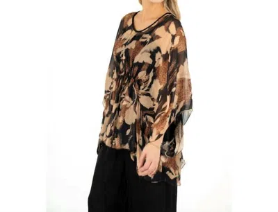 M Made In Italy Vanishing Blooms Woven Tunic Top In Black Blooms In Multi