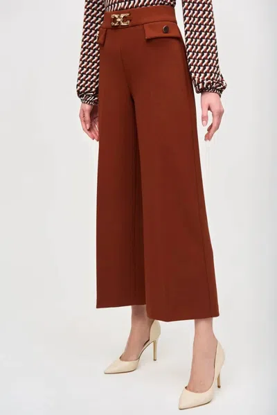 Joseph Ribkoff Scuba Crepe Wide-leg Pull-on Cropped Pants In Cinnamon In Brown