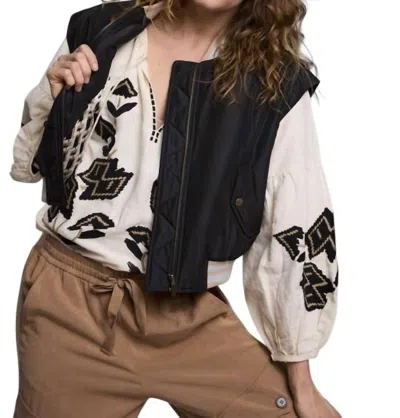 Summum Padded Bomber Jacket In Black In Black