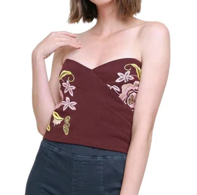 Umgee Beaded & Embroidered Crop Top In Maroon In Multi