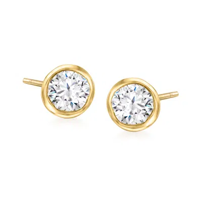 Ross-simons Bezel-set Diamond Stud Earrings In 14kt Yellow Gold In White