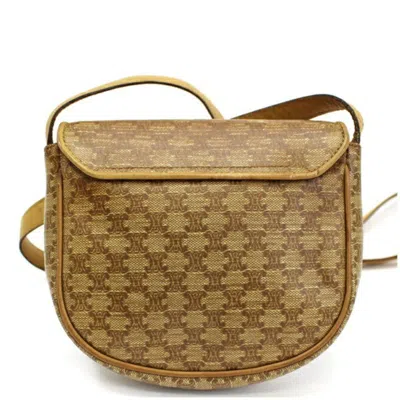 Pre-owned Celine Beige Dark Brown Pvc Leather Shoulder Bag () In Beige, Dark Brown