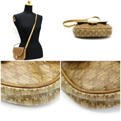 Pre-owned Celine Beige Dark Brown Pvc Leather Shoulder Bag () In Beige, Dark Brown
