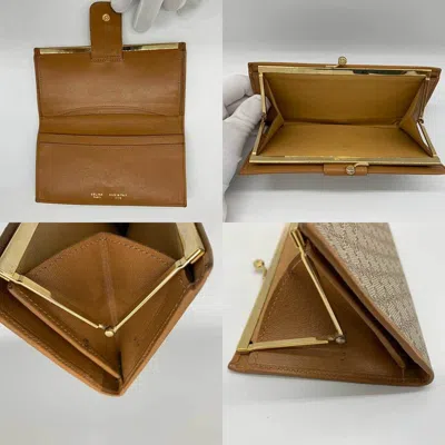 Pre-owned Celine Beige Brown Pvc Leather Long Wallet (bi-fold) () In Beige, Brown