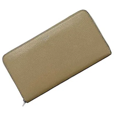Pre-owned Celine Beige Red Color Silver Leather Long Wallet (bi-fold) () In Beige, Red Color, Silver