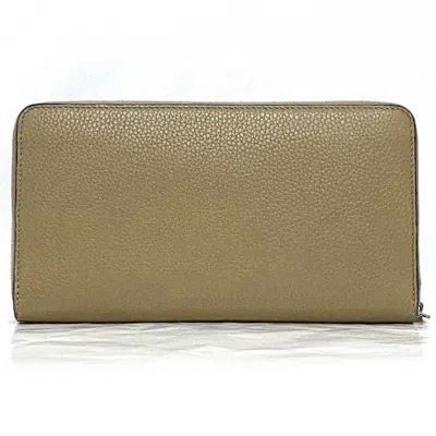 Pre-owned Celine Beige Red Color Silver Leather Long Wallet (bi-fold) () In Beige, Red Color, Silver