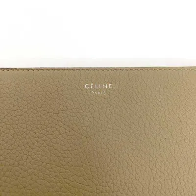 Pre-owned Celine Beige Red Color Silver Leather Long Wallet (bi-fold) () In Beige, Red Color, Silver