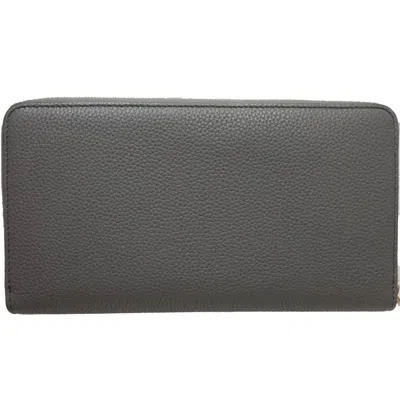 Pre-owned Celine Coal Gray Leather Long Wallet (bi-fold) () In Coal, Gray