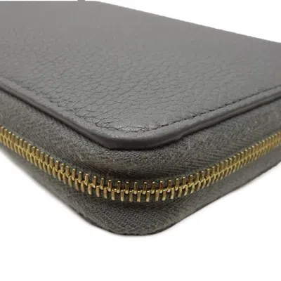 Pre-owned Celine Coal Gray Leather Long Wallet (bi-fold) () In Coal, Gray