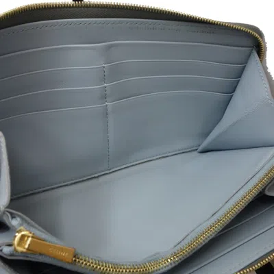Pre-owned Celine Coal Gray Leather Long Wallet (bi-fold) () In Coal, Gray