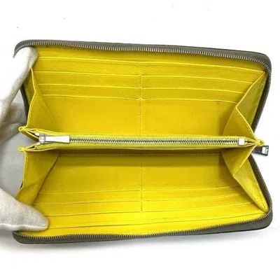 Pre-owned Celine Gray Beige Grayish Leather Wallet (bi-fold) () In Gray Beige, Grayish