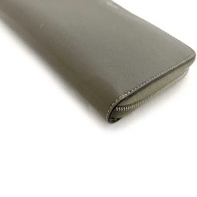 Pre-owned Celine Gray Beige Grayish Leather Wallet (bi-fold) () In Gray Beige, Grayish