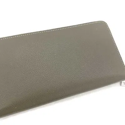 Pre-owned Celine Gray Beige Grayish Leather Wallet (bi-fold) () In Gray Beige, Grayish